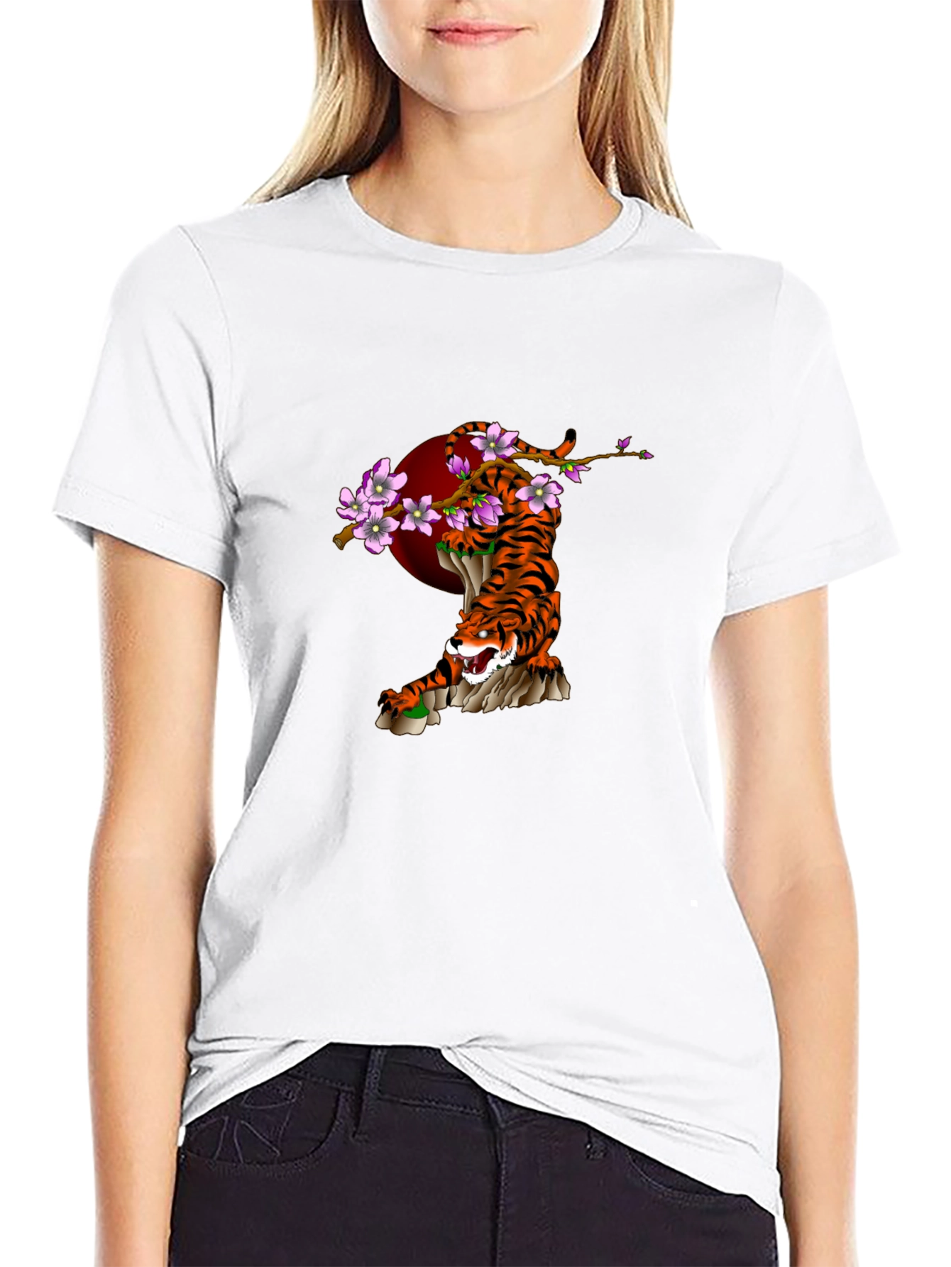 Tiger & Cherry Blossom Graphic T-Shirt