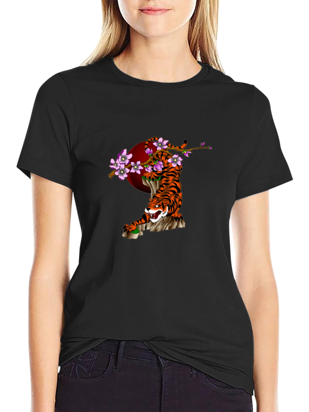 Tiger & Cherry Blossom Graphic T-Shirt