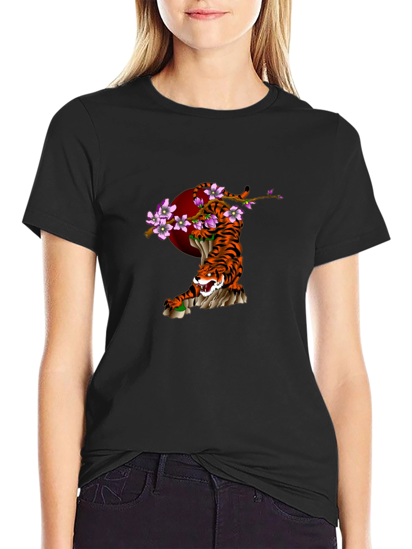 Tiger & Cherry Blossom Graphic T-Shirt