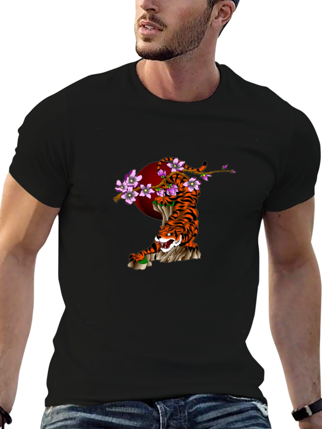Tiger & Cherry Blossom Graphic T-Shirt