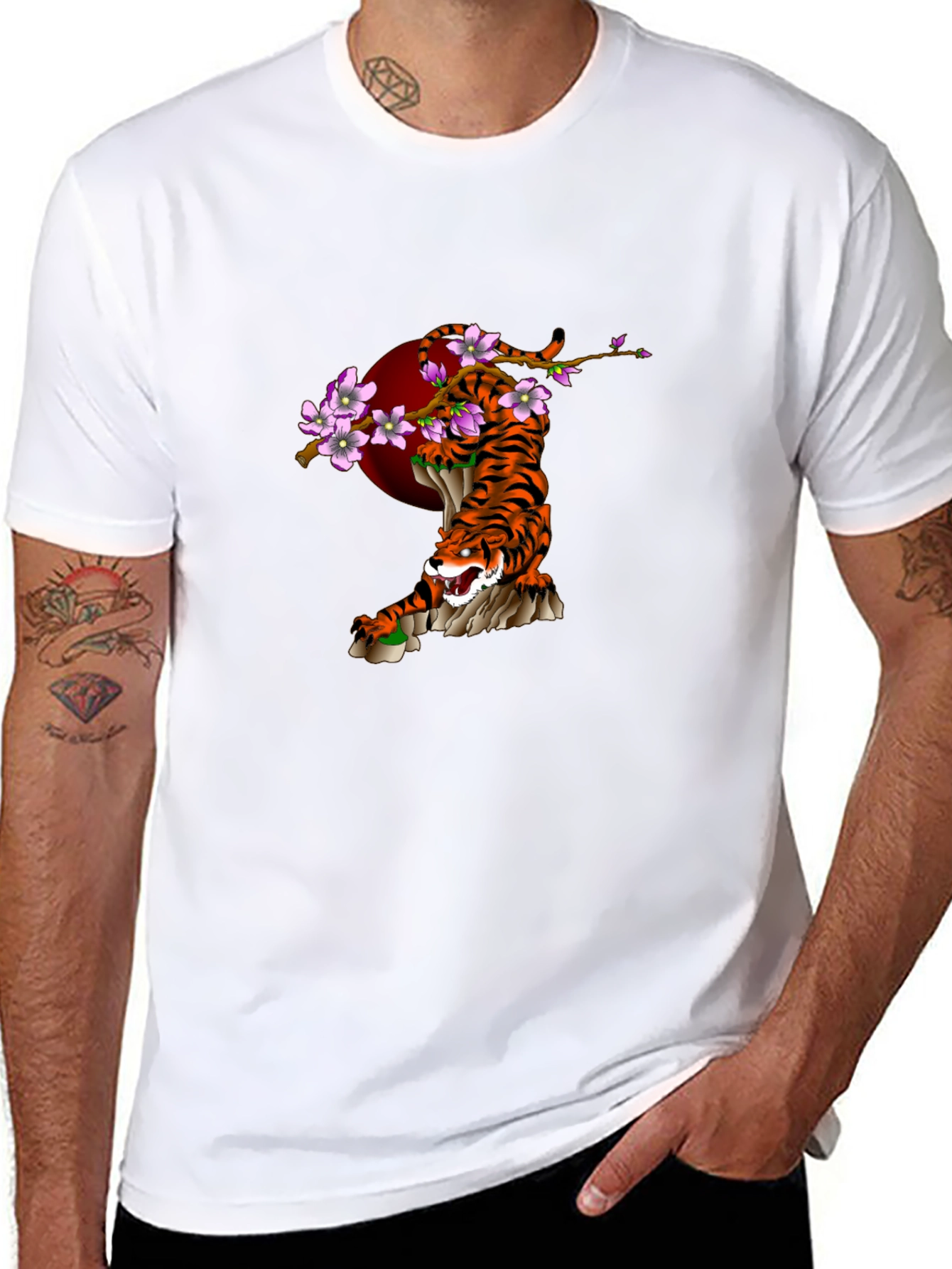 Tiger & Cherry Blossom Graphic T-Shirt