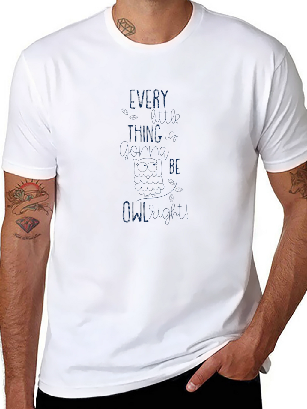 Every Thing Will Be Owl-Right T-Shirt - Black
