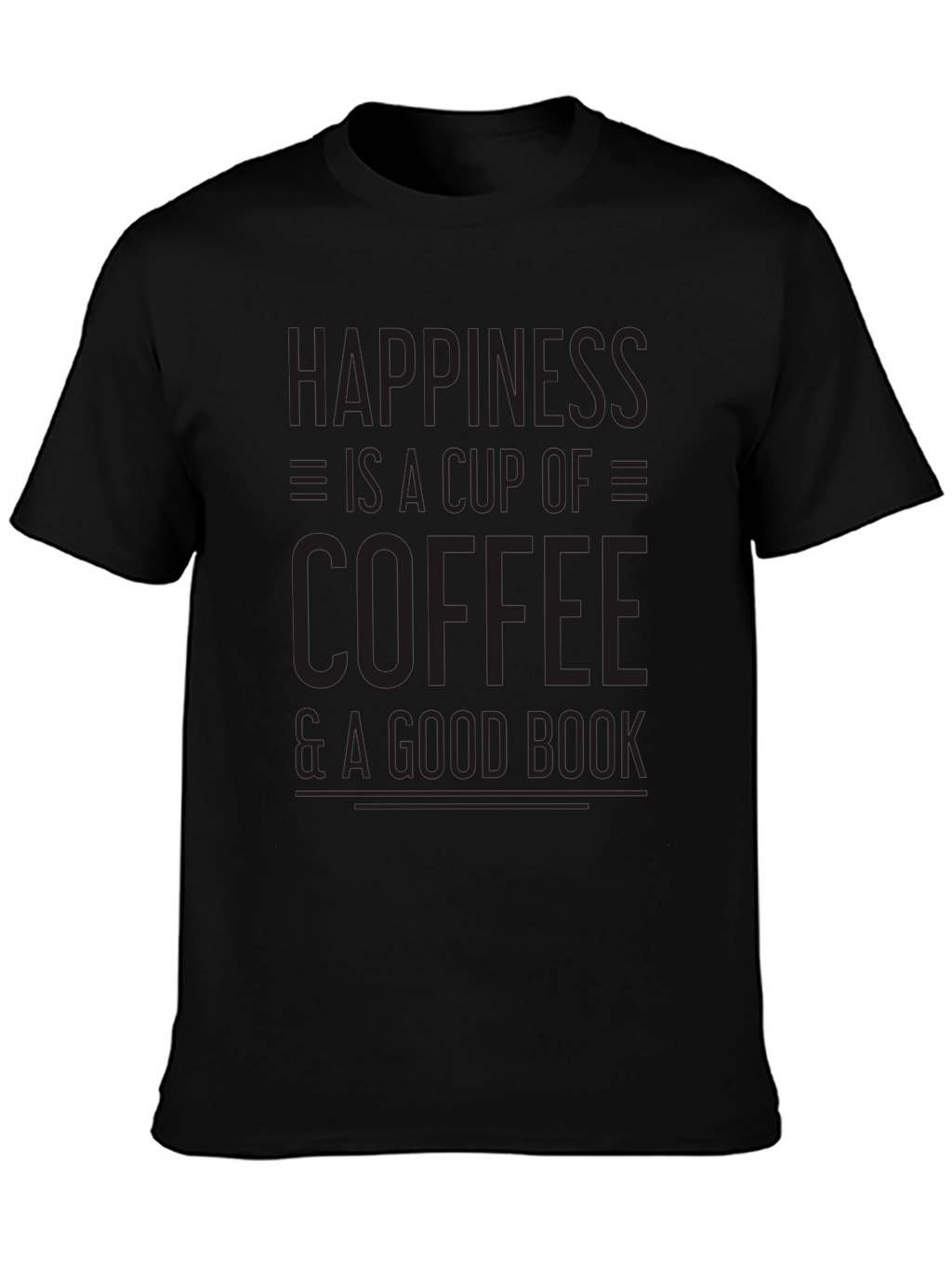 Coffee & Book Happiness Black T-Shirt