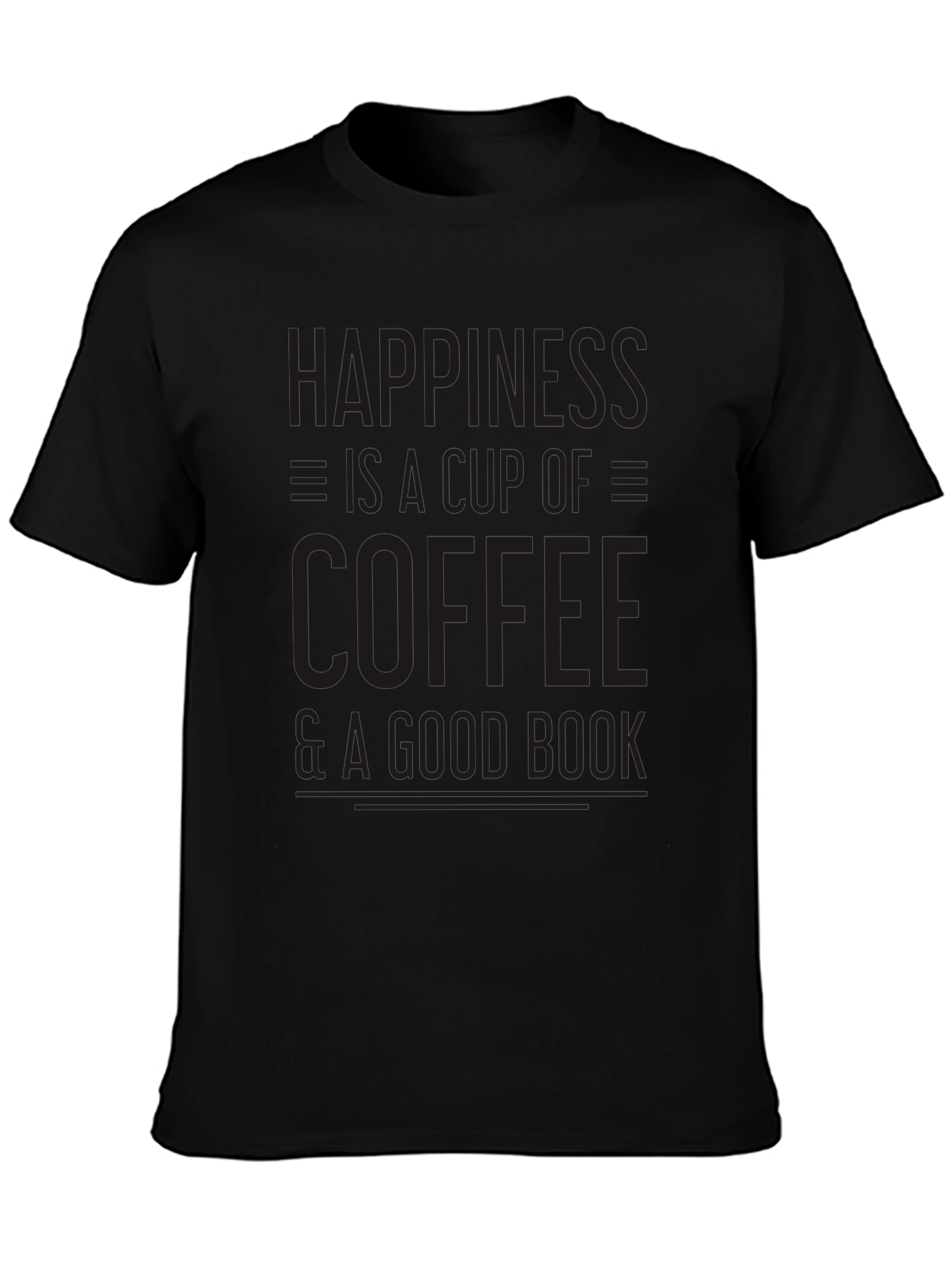 Coffee & Book Happiness Black T-Shirt