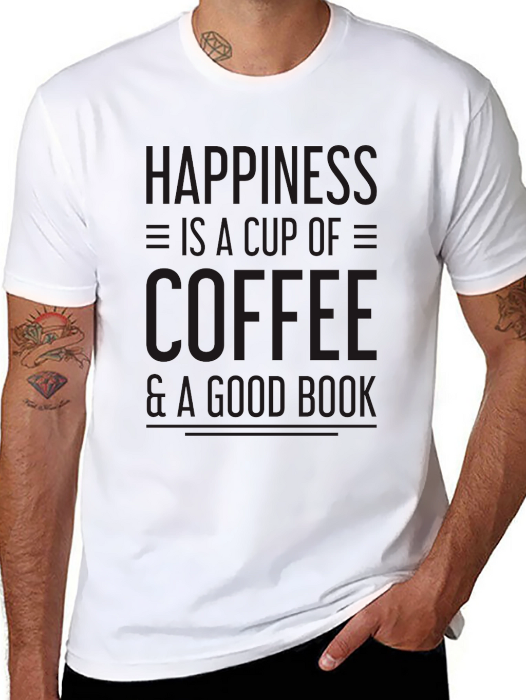 Coffee & Book Happiness Black T-Shirt