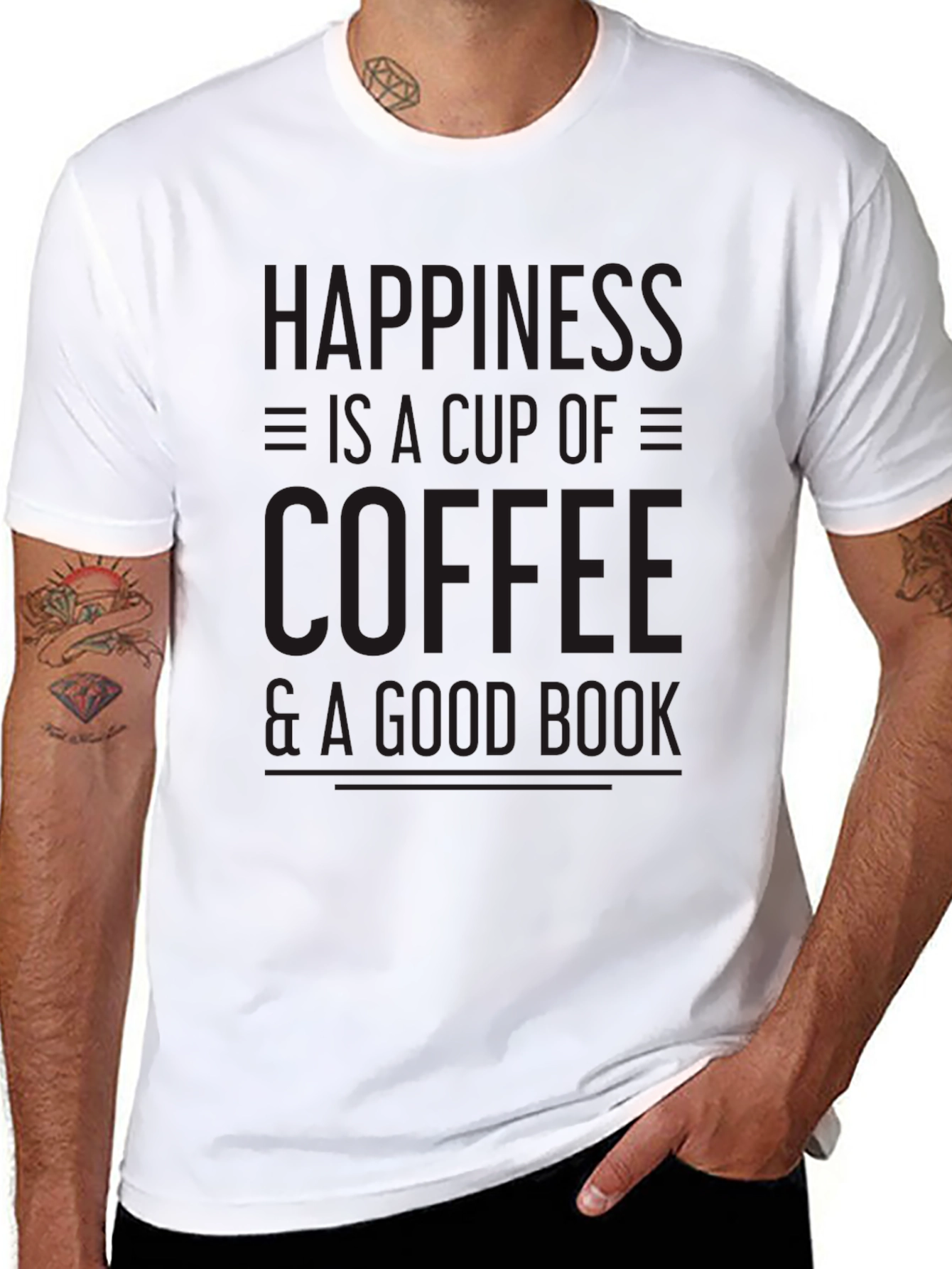 Coffee & Book Happiness Black T-Shirt