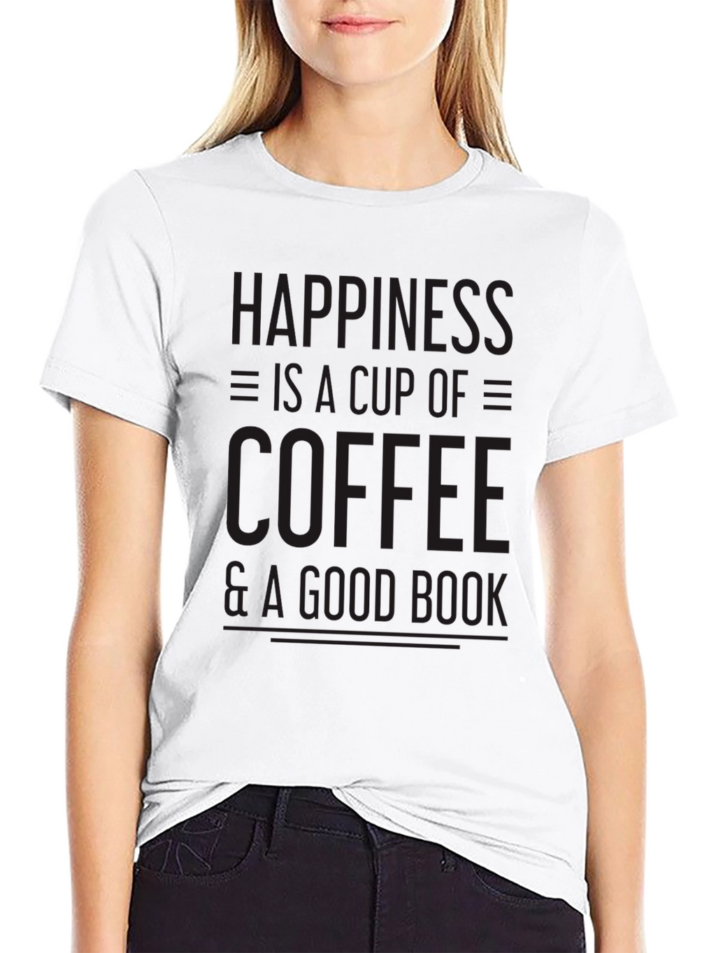 Coffee & Book Happiness Black T-Shirt