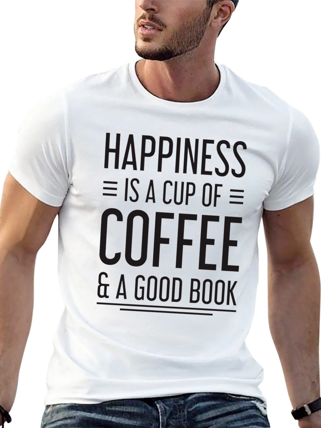 Coffee & Book Happiness Black T-Shirt