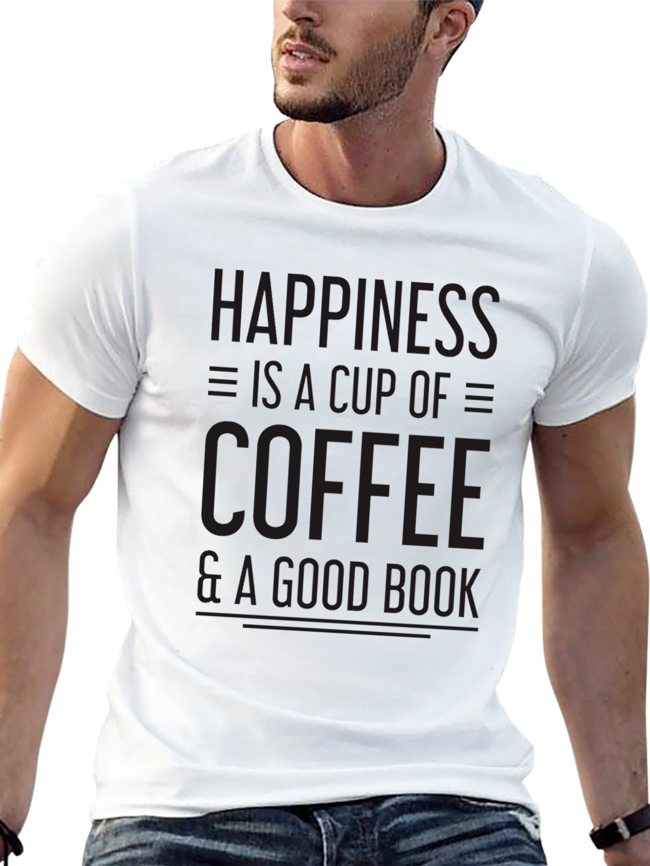 Coffee & Book Happiness Black T-Shirt