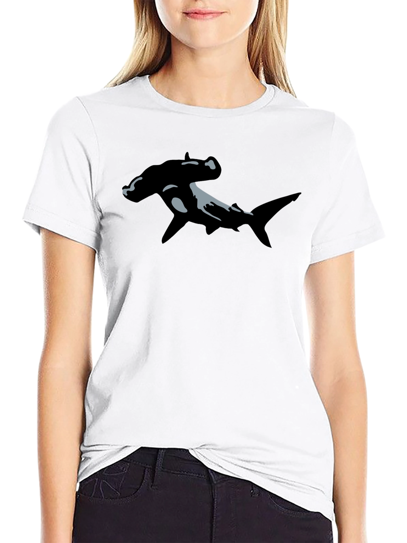 Hammerhead Shark Graphic T-Shirt - Black