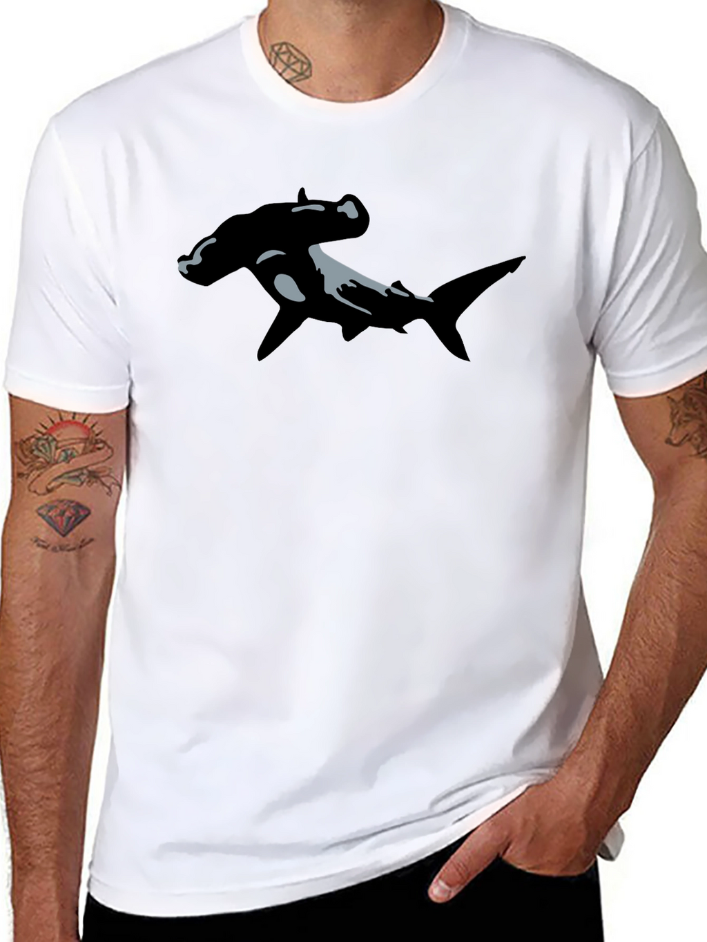 Hammerhead Shark Graphic T-Shirt - Black