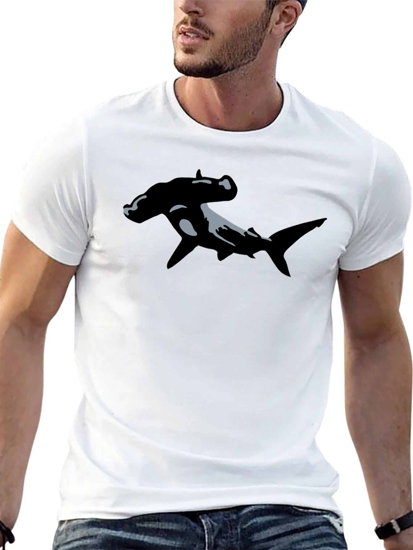 Hammerhead Shark Graphic T-Shirt - Black