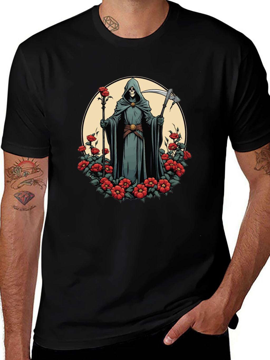 Grim Reaper Rose T-Shirt - Dark Aesthetic