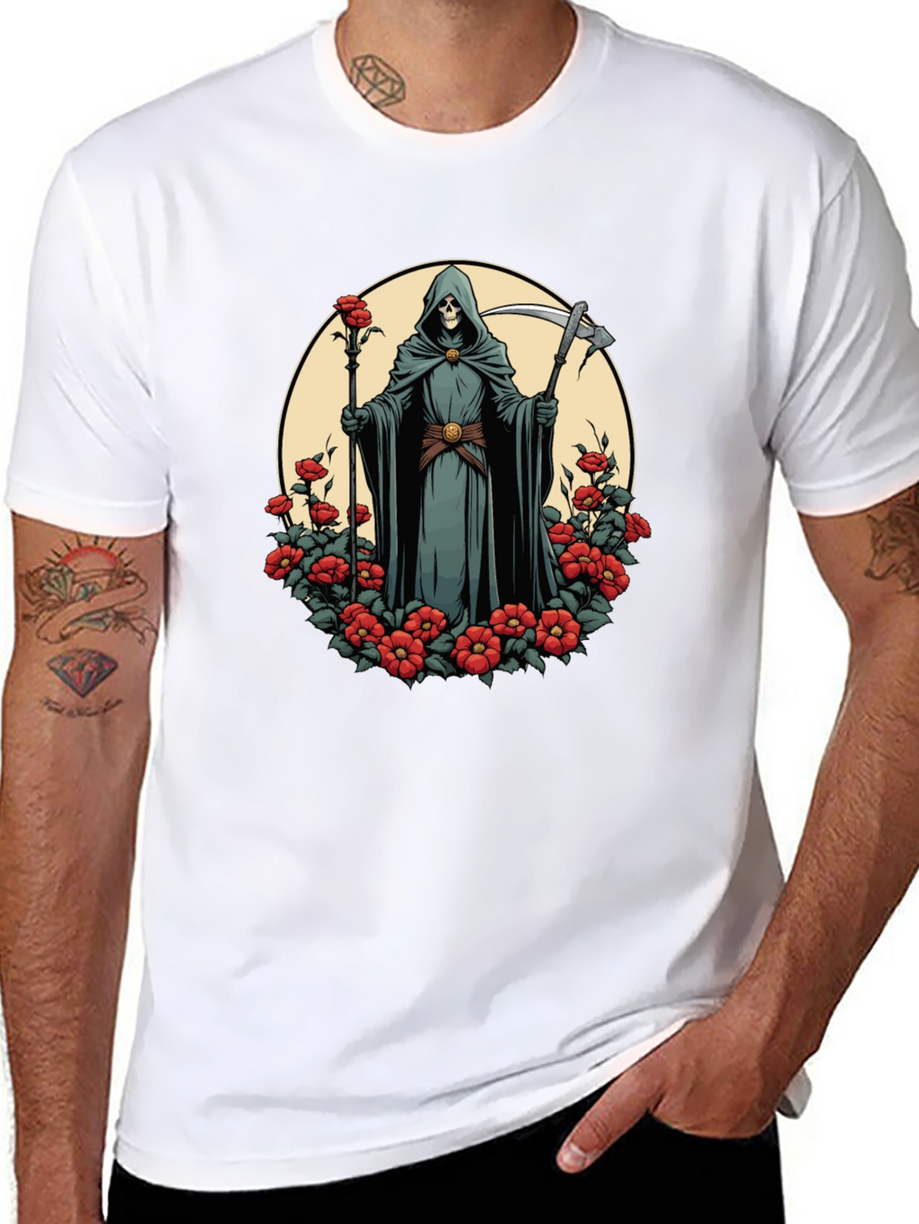 Grim Reaper Rose T-Shirt - Dark Aesthetic
