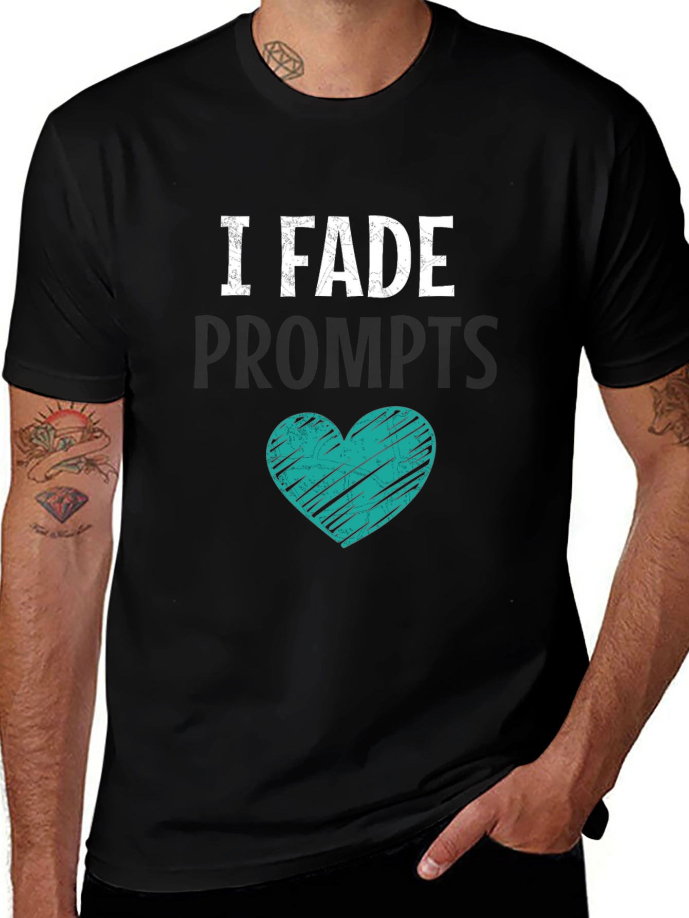 I Fade Prompts Graphic Tee - Black Cotton Blend