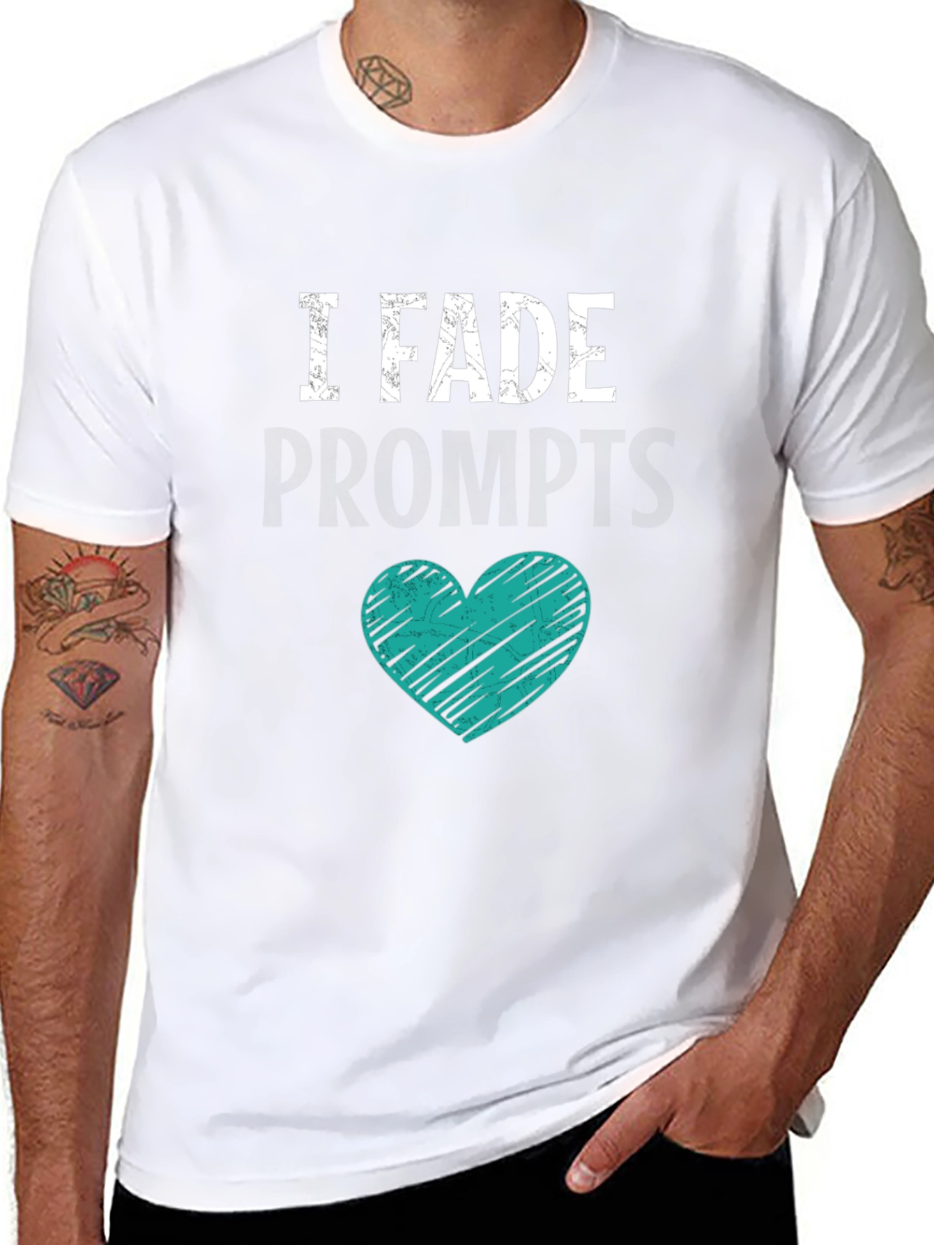 I Fade Prompts Graphic Tee - Black Cotton Blend