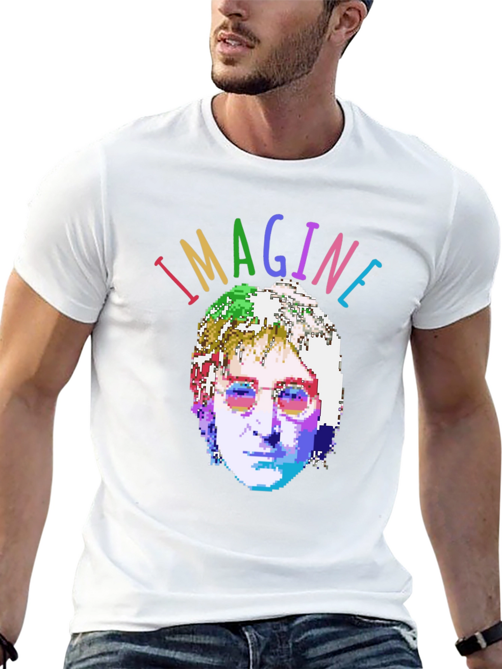 Imagine T-Shirt - Pixelated John Lennon Graphic Tee