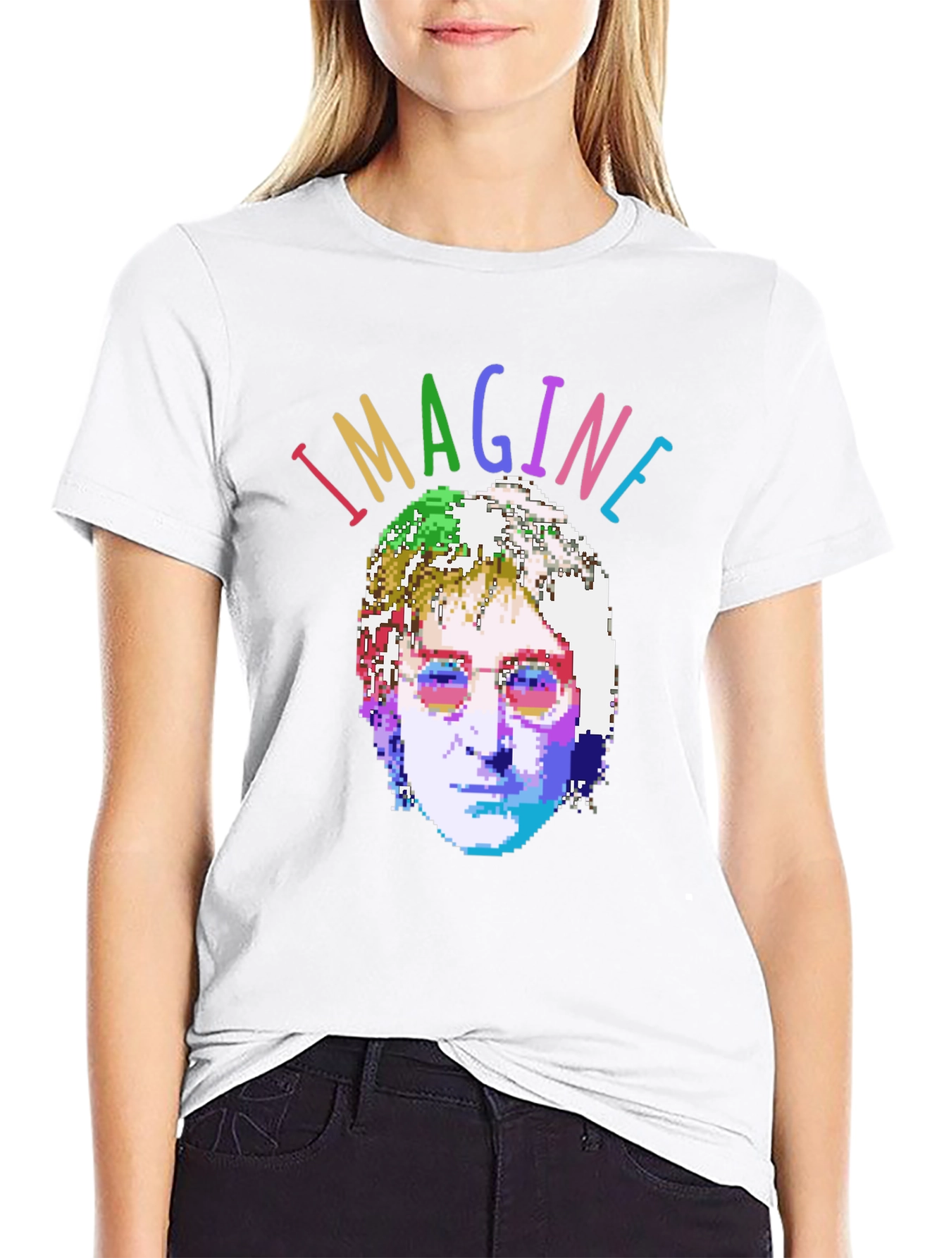 Imagine T-Shirt - Pixelated John Lennon Graphic Tee
