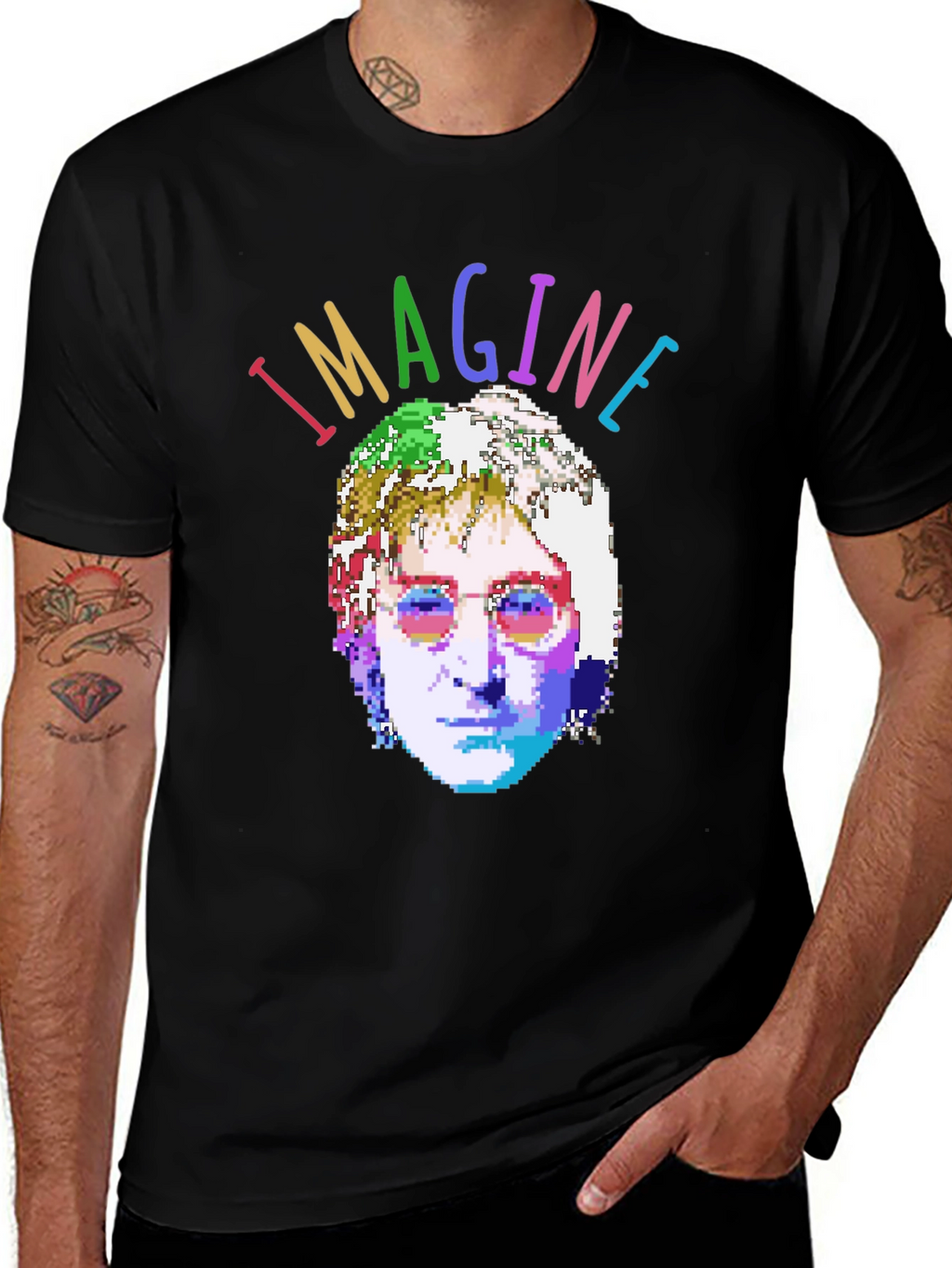 Imagine T-Shirt - Pixelated John Lennon Graphic Tee