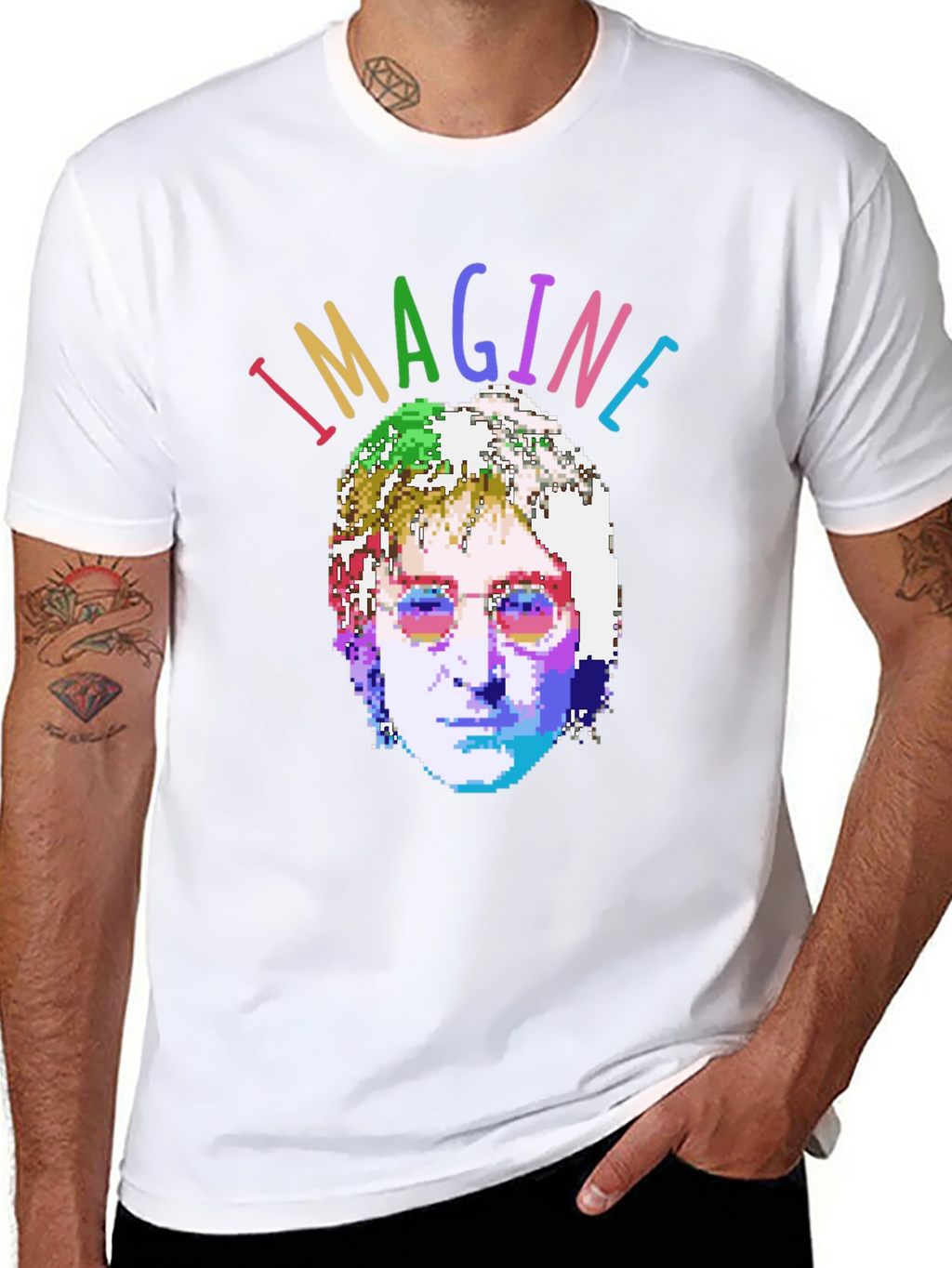 Imagine T-Shirt - Pixelated John Lennon Graphic Tee
