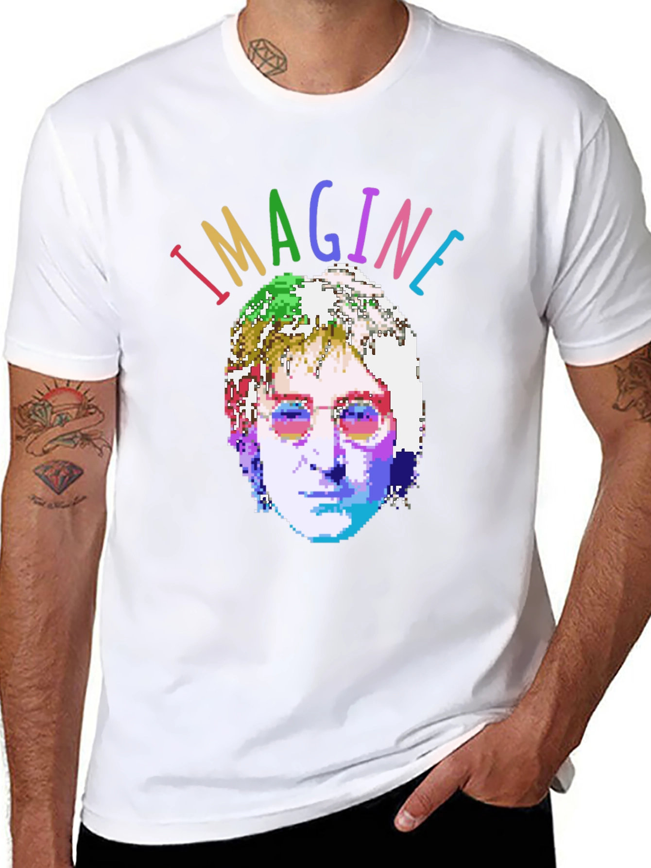Imagine T-Shirt - Pixelated John Lennon Graphic Tee