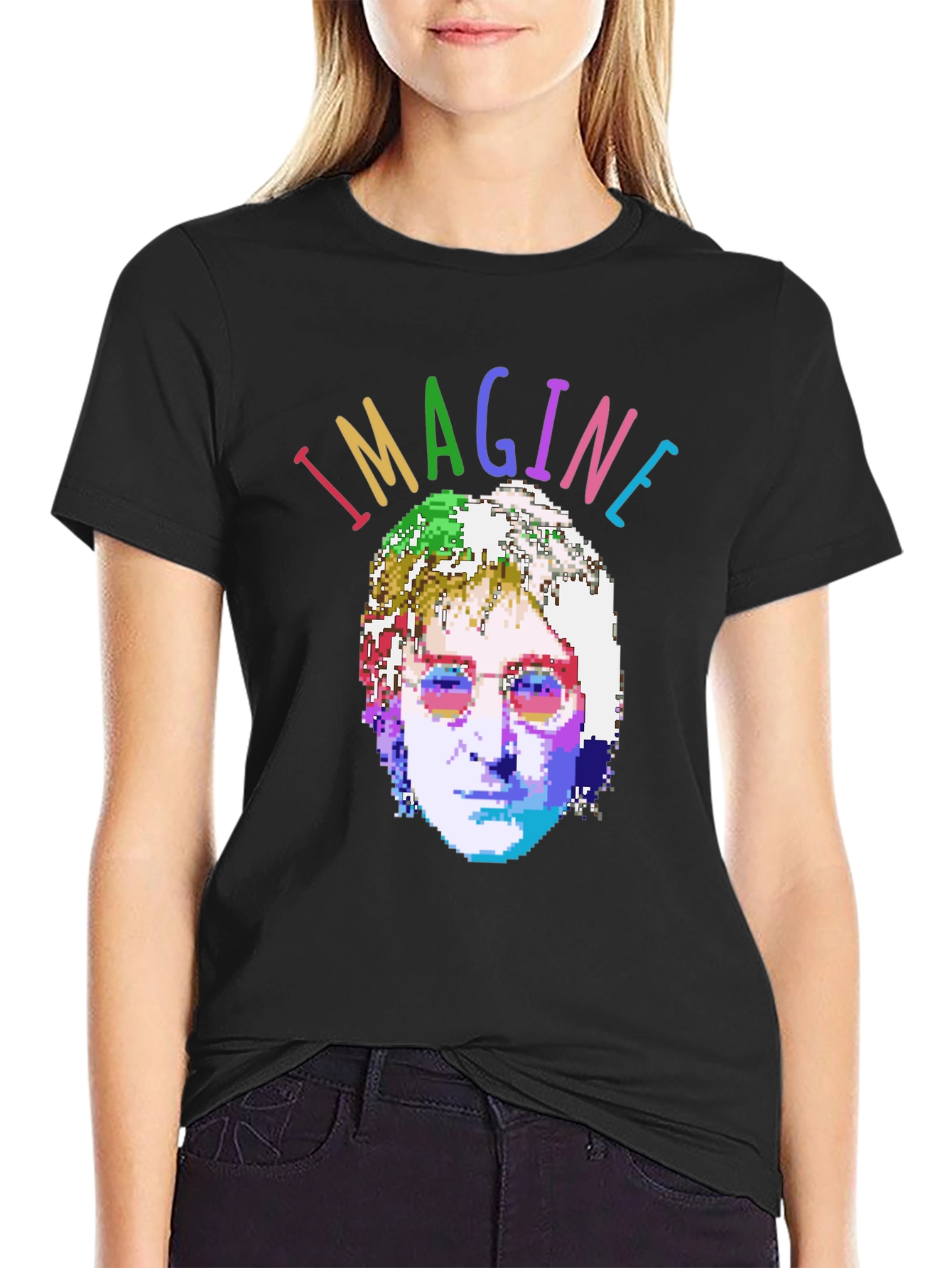 Imagine T-Shirt - Pixelated John Lennon Graphic Tee