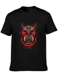 Boar Graphic Print Black Crew Neck T-Shirt