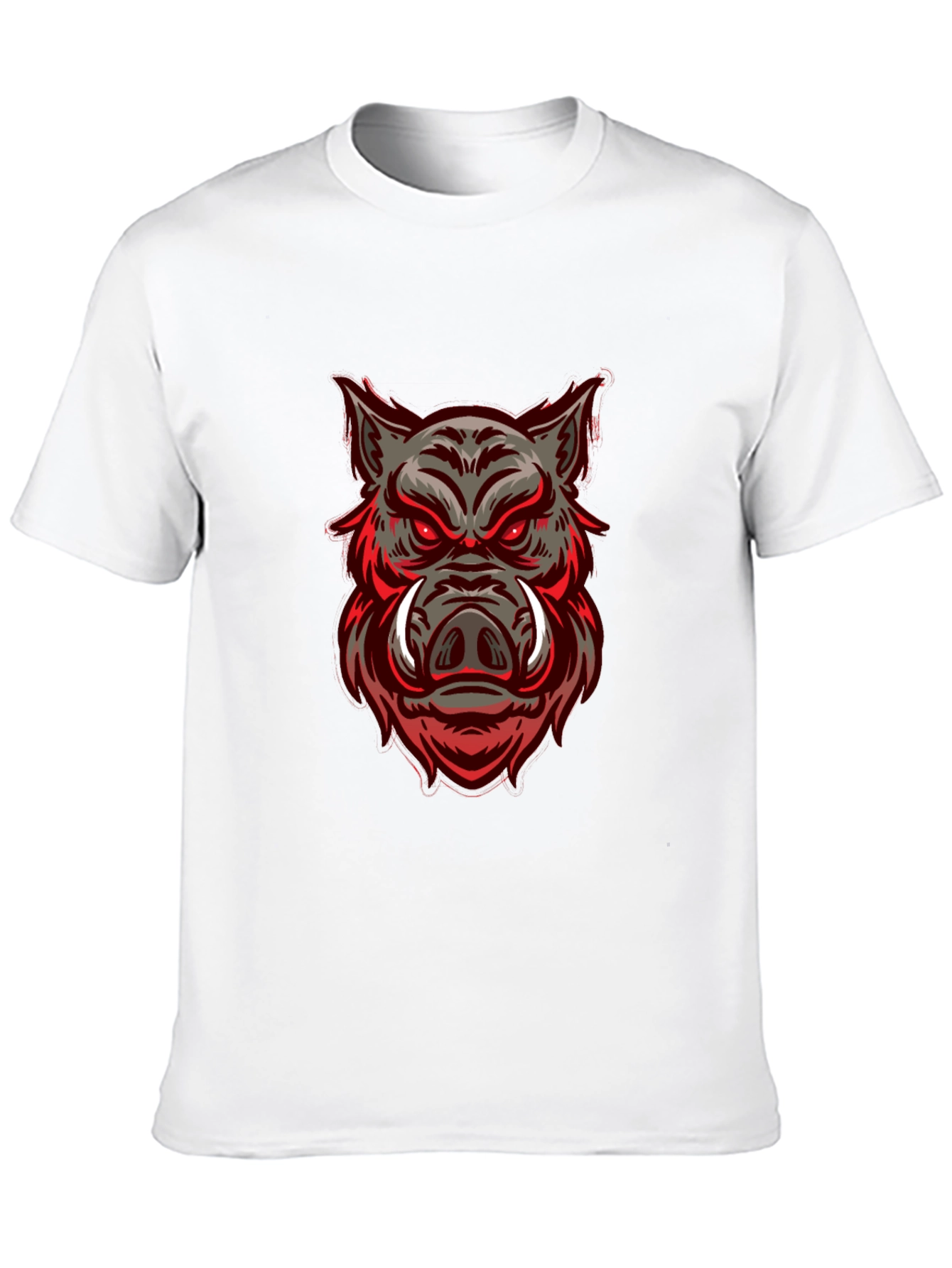 Boar Graphic Print Black Crew Neck T-Shirt