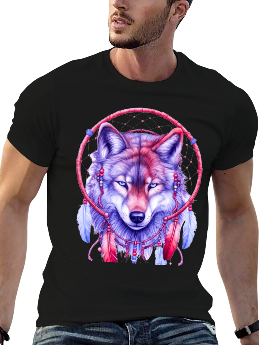 Wolf Dreamcatcher Graphic T-Shirt