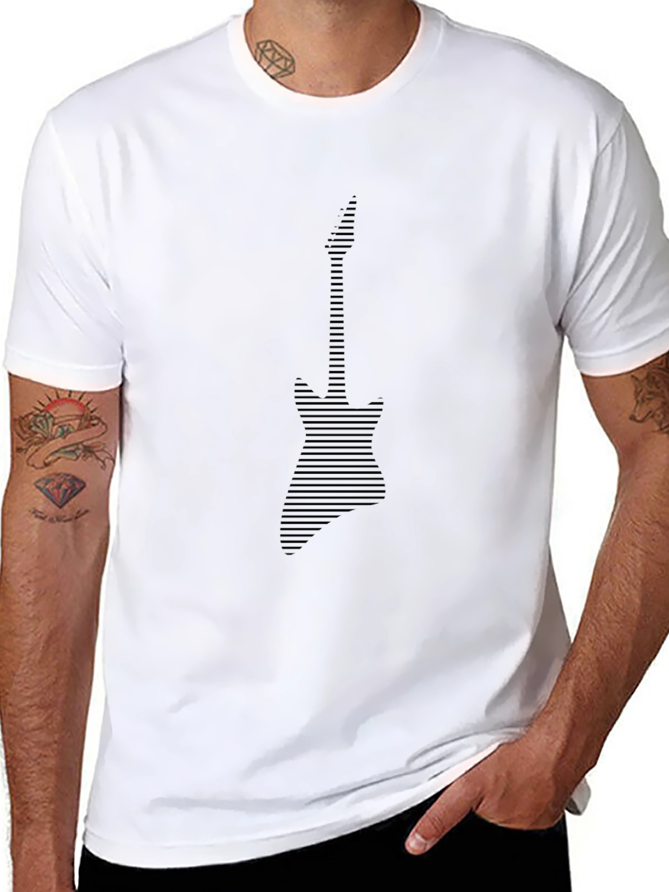 Abstract Guitar Graphic Tee - Modern Musician T-Shirt