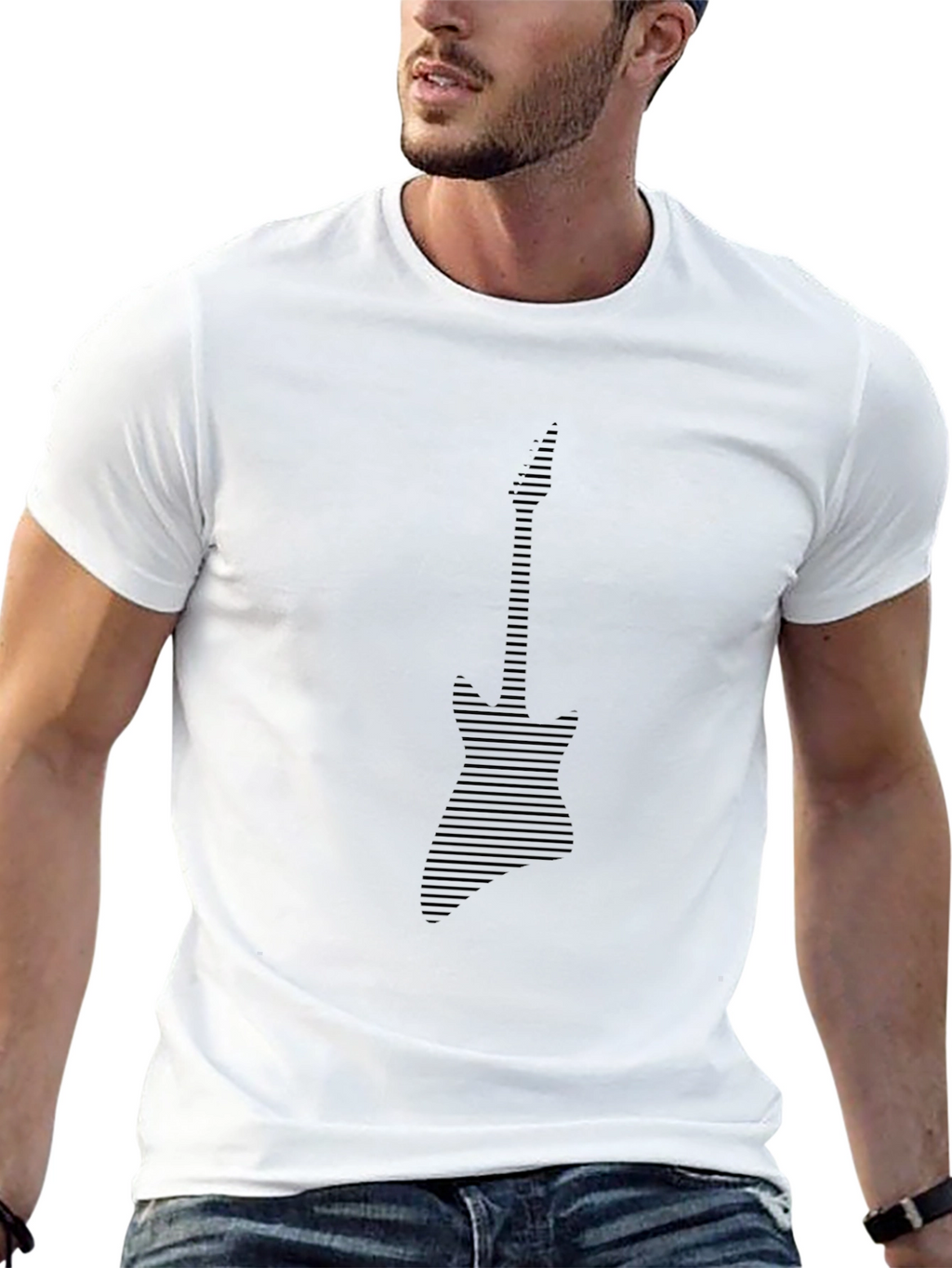 Abstract Guitar Graphic Tee - Modern Musician T-Shirt
