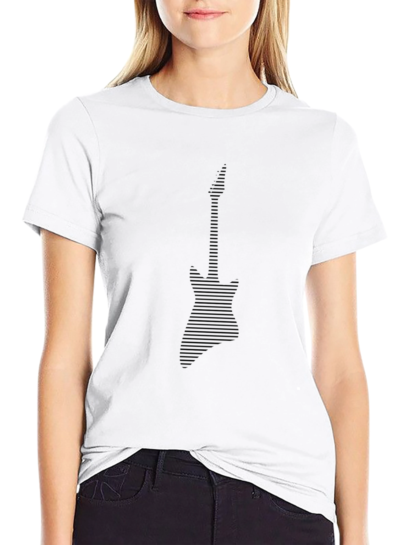 Abstract Guitar Graphic Tee - Modern Musician T-Shirt