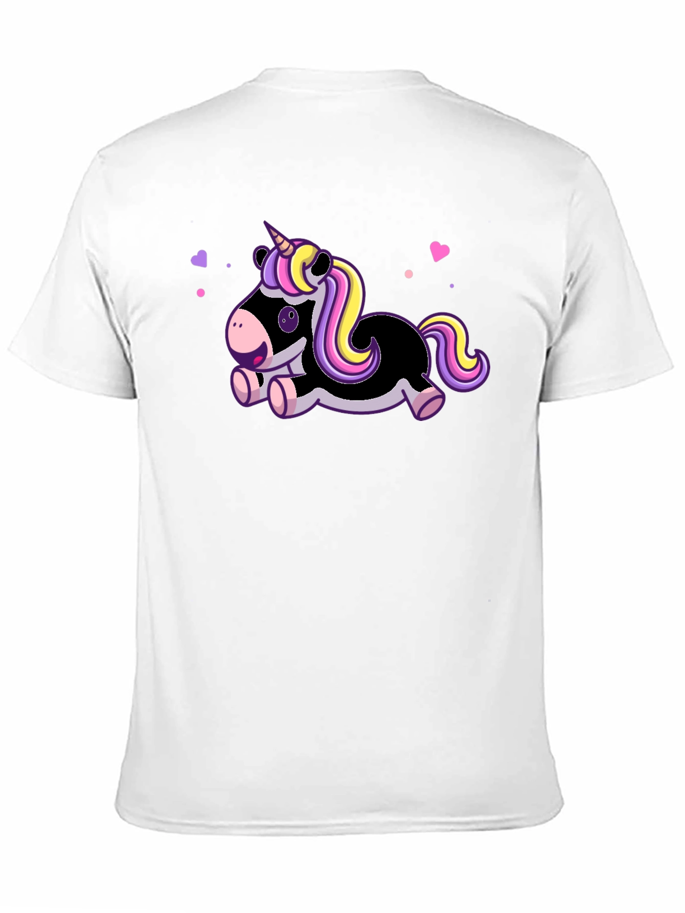 Cute Cartoon Unicorn Black T-Shirt
