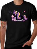 Cute Cartoon Unicorn Black T-Shirt