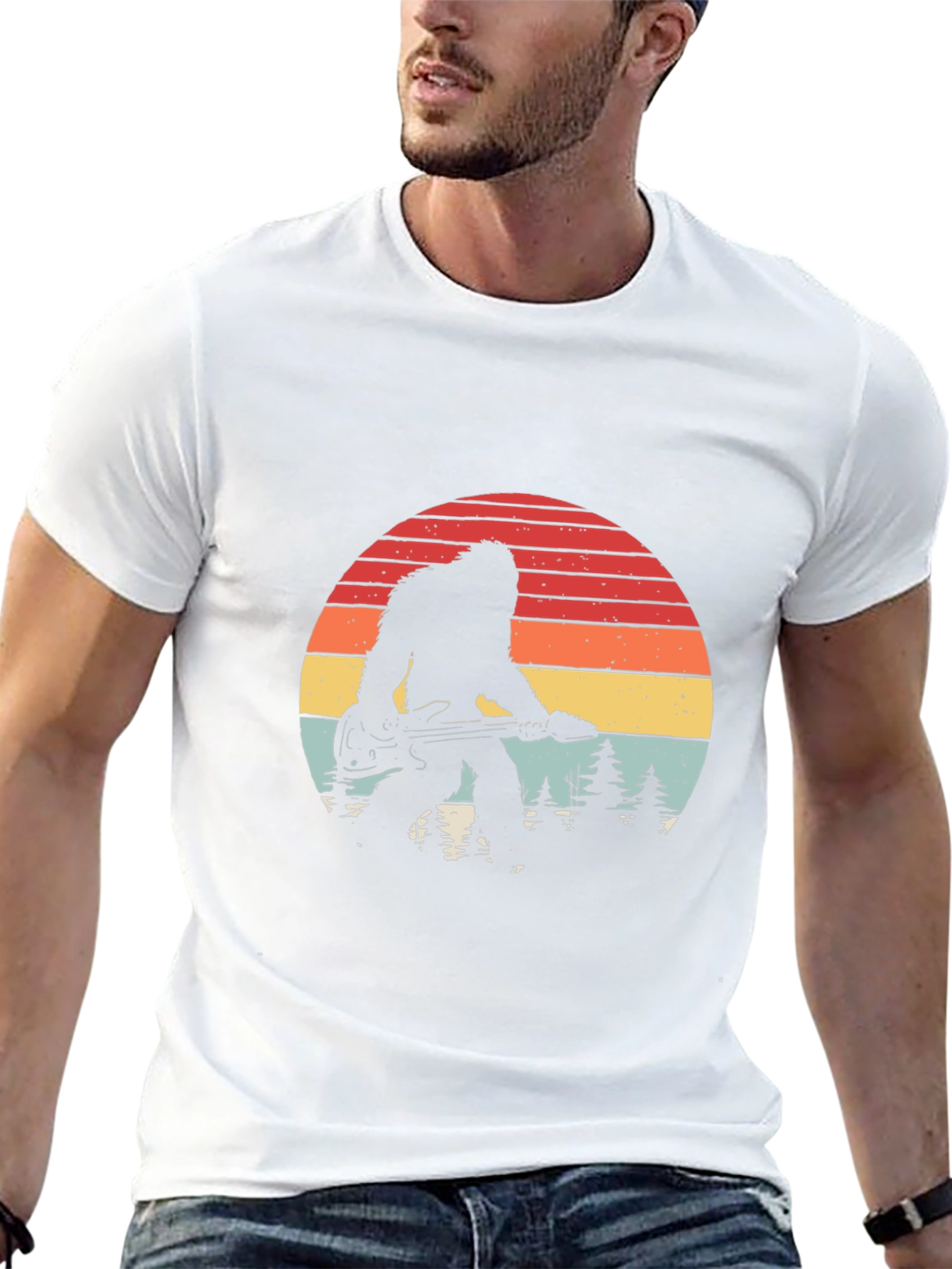 Bigfoot Guitarist Retro Graphic Tee