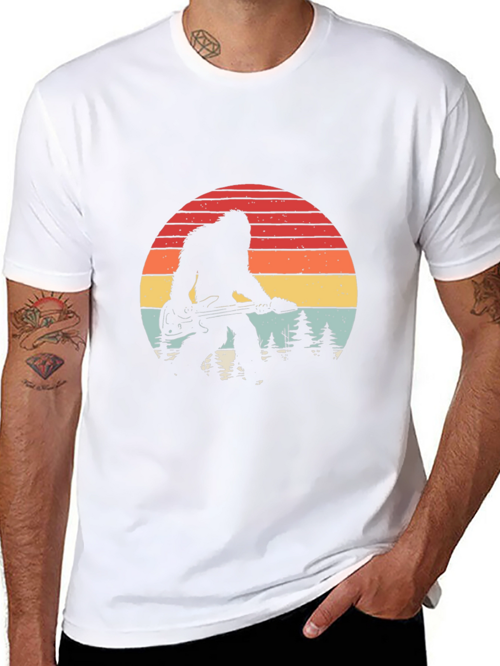 Bigfoot Guitarist Retro Graphic Tee