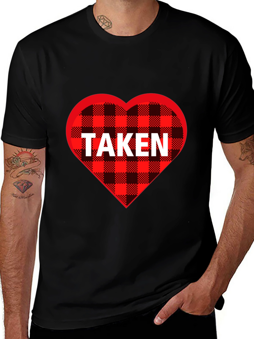 Taken Heart Plaid T-Shirt - Romantic Couples Tee
