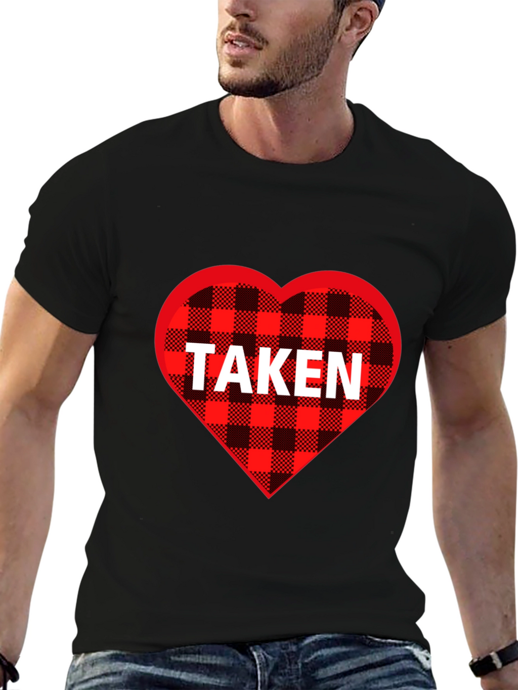 Taken Heart Plaid T-Shirt - Romantic Couples Tee