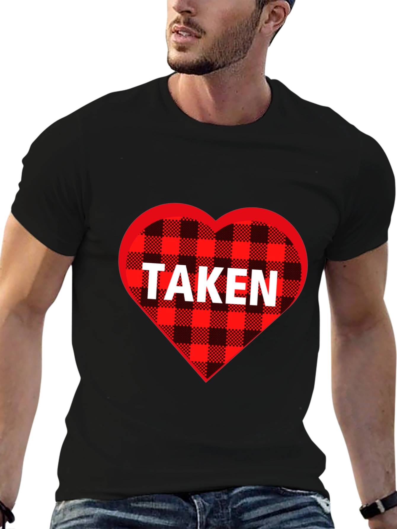 Taken Heart Plaid T-Shirt - Romantic Couples Tee