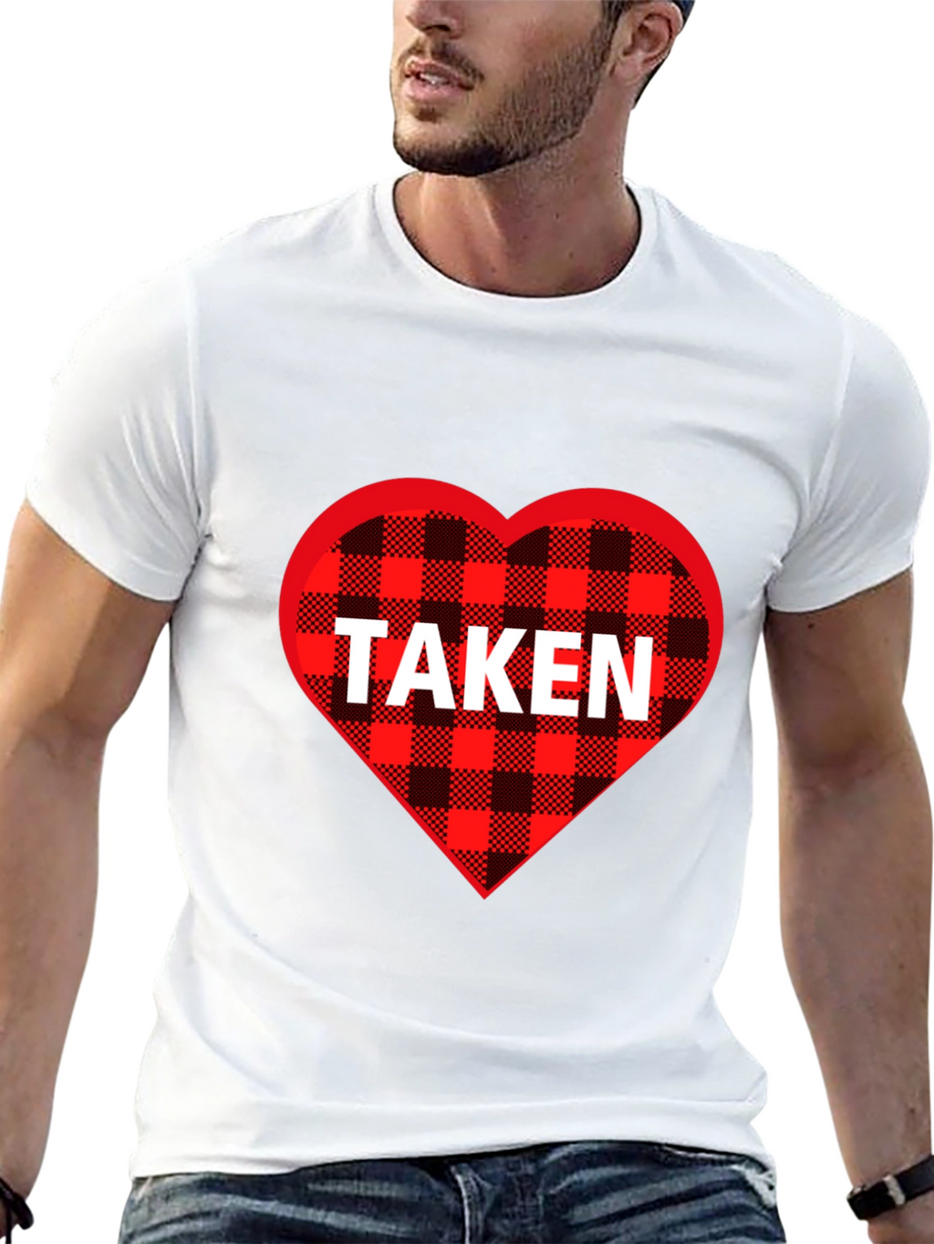 Taken Heart Plaid T-Shirt - Romantic Couples Tee