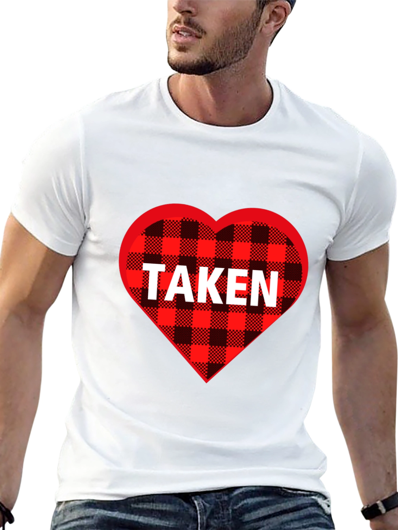 Taken Heart Plaid T-Shirt - Romantic Couples Tee