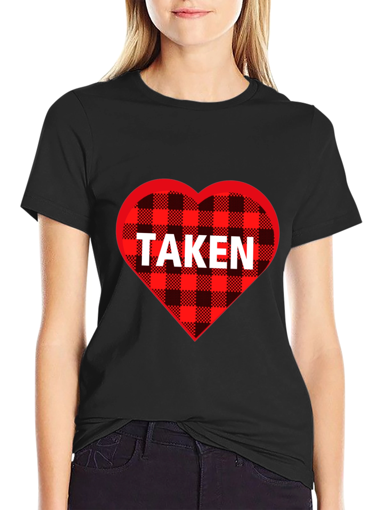 Taken Heart Plaid T-Shirt - Romantic Couples Tee