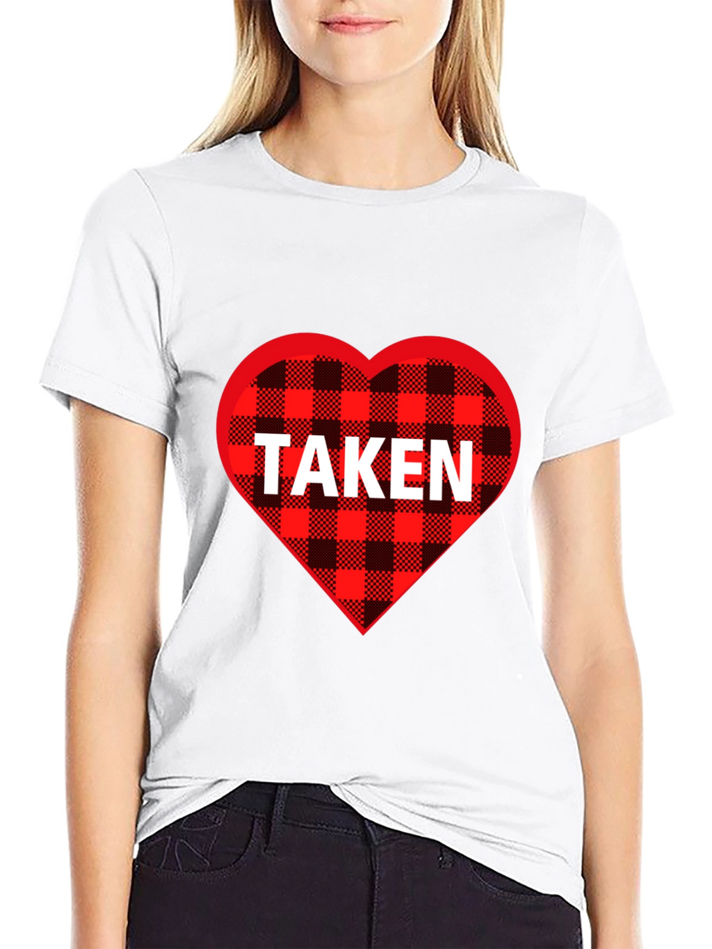 Taken Heart Plaid T-Shirt - Romantic Couples Tee