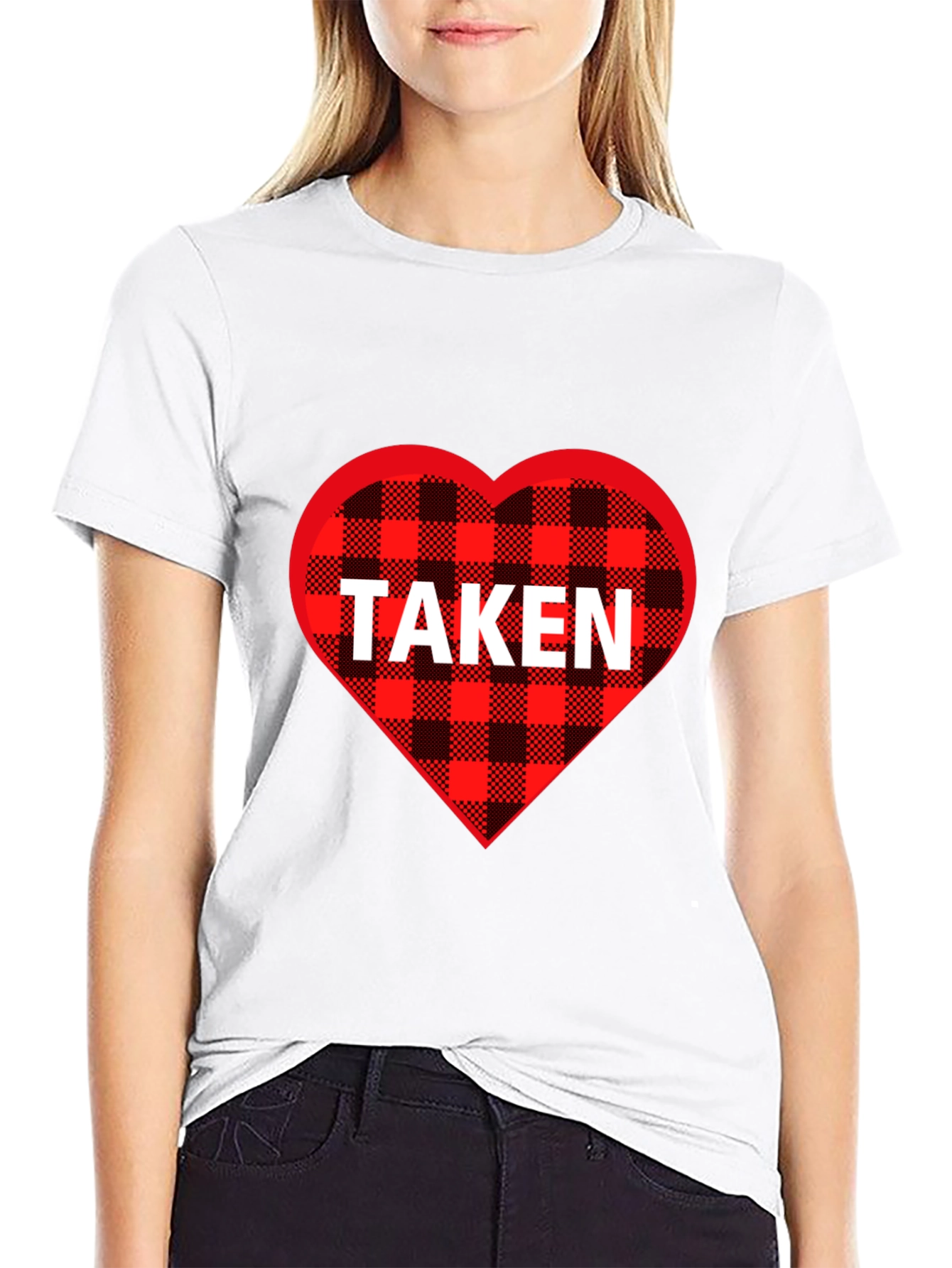Taken Heart Plaid T-Shirt - Romantic Couples Tee