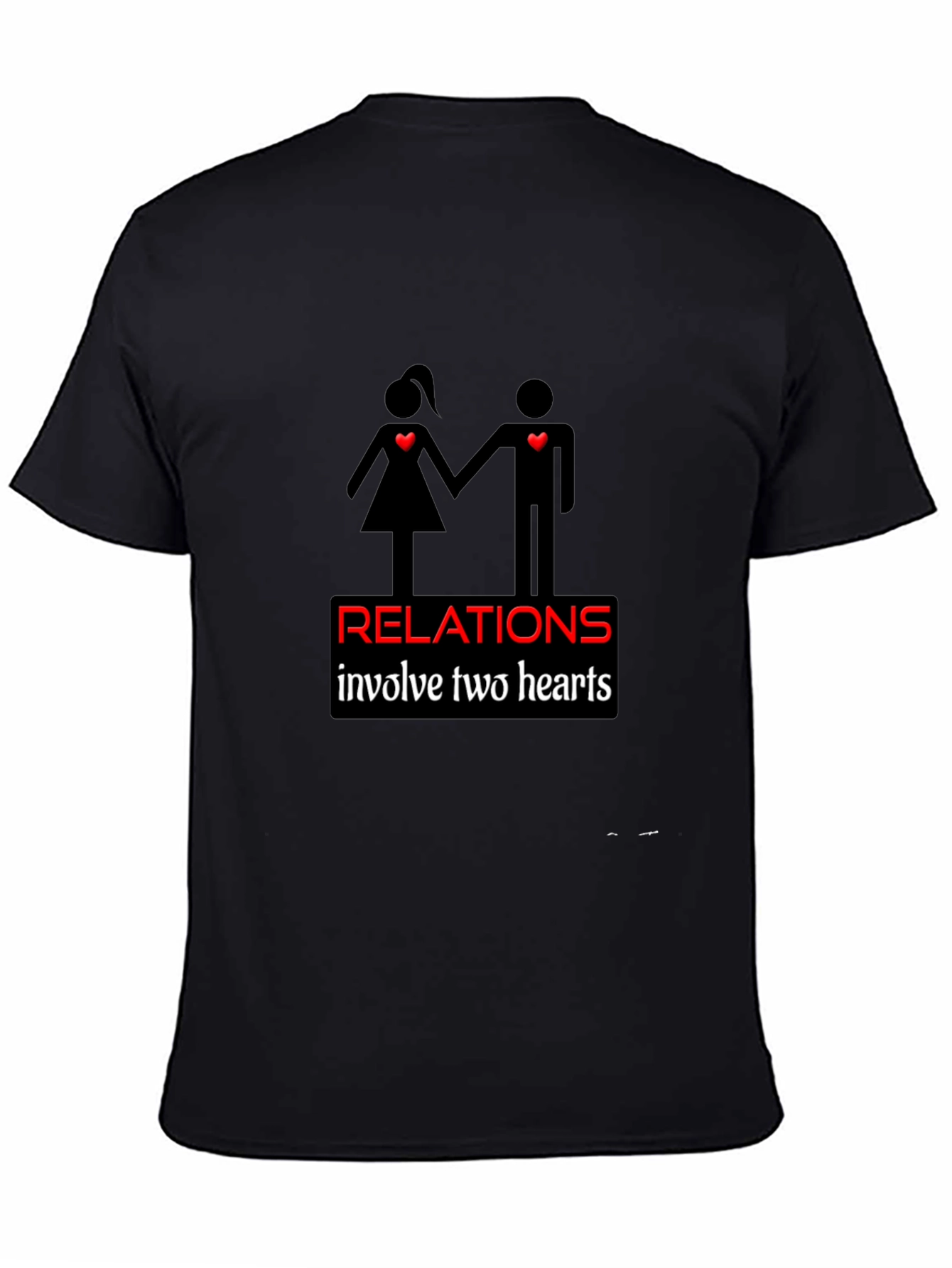 Relationships Two Hearts Black Graphic Tee