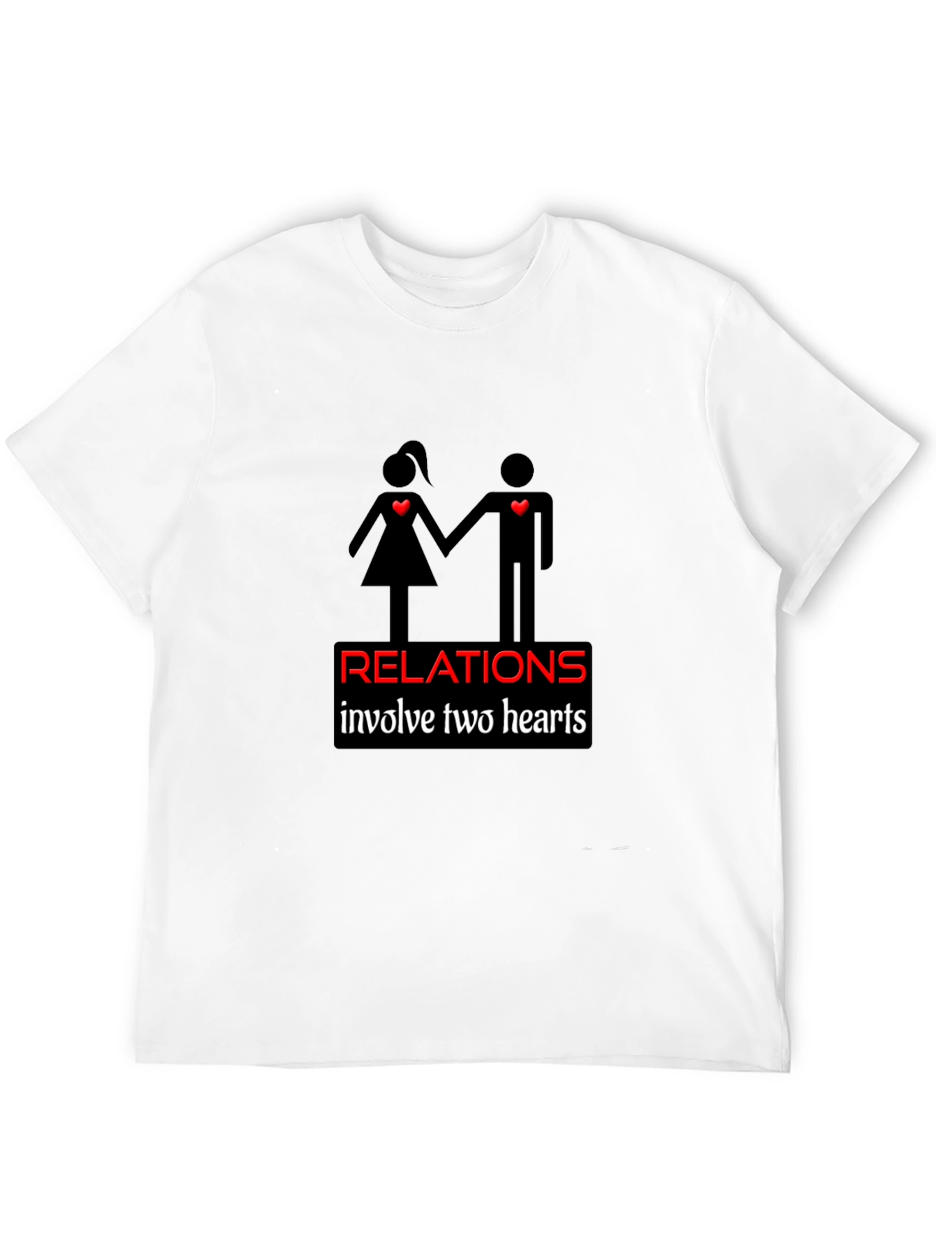 Relationships Two Hearts Black Graphic Tee