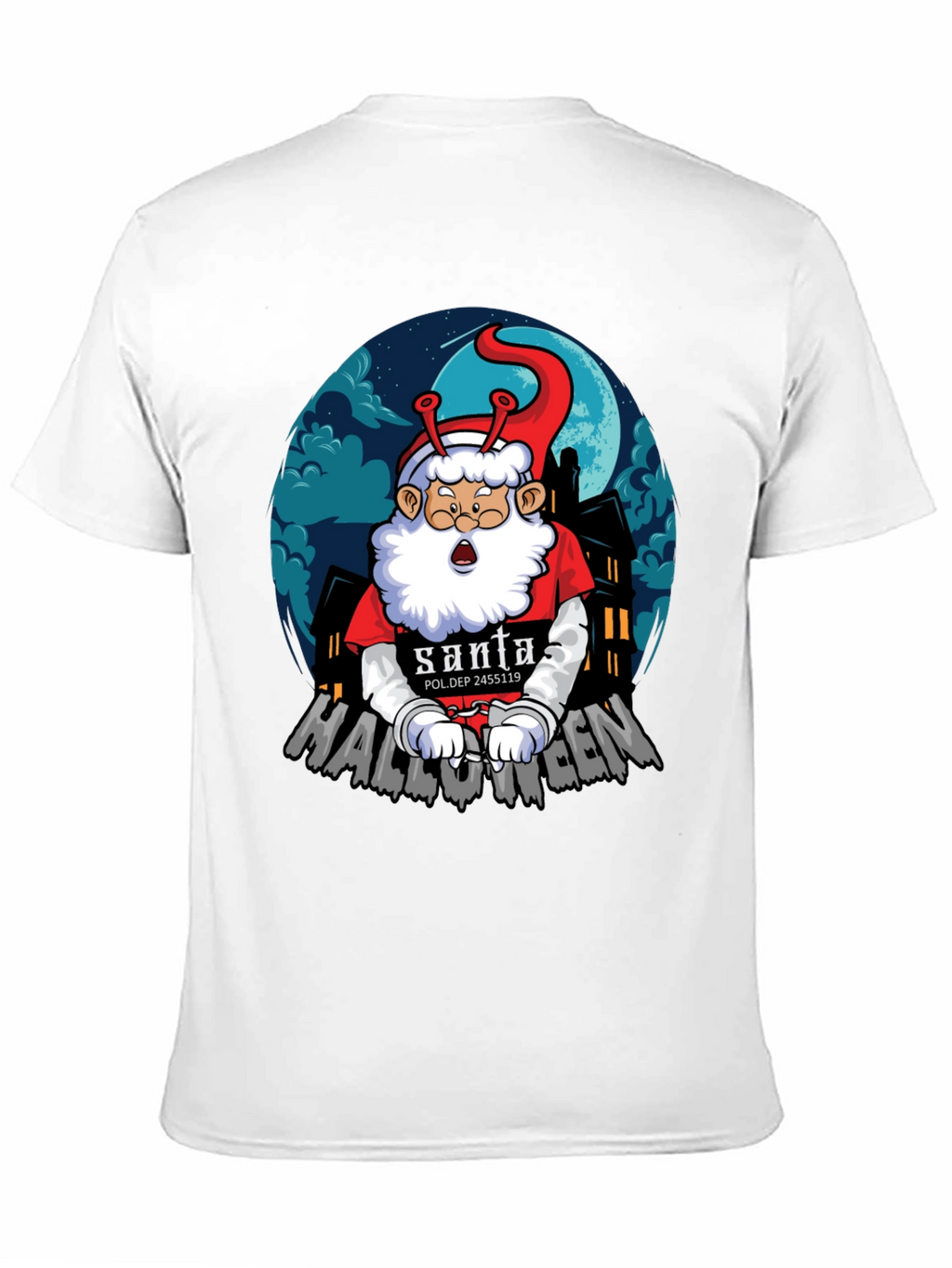 Halloween Santa Alien Graphic T-Shirt