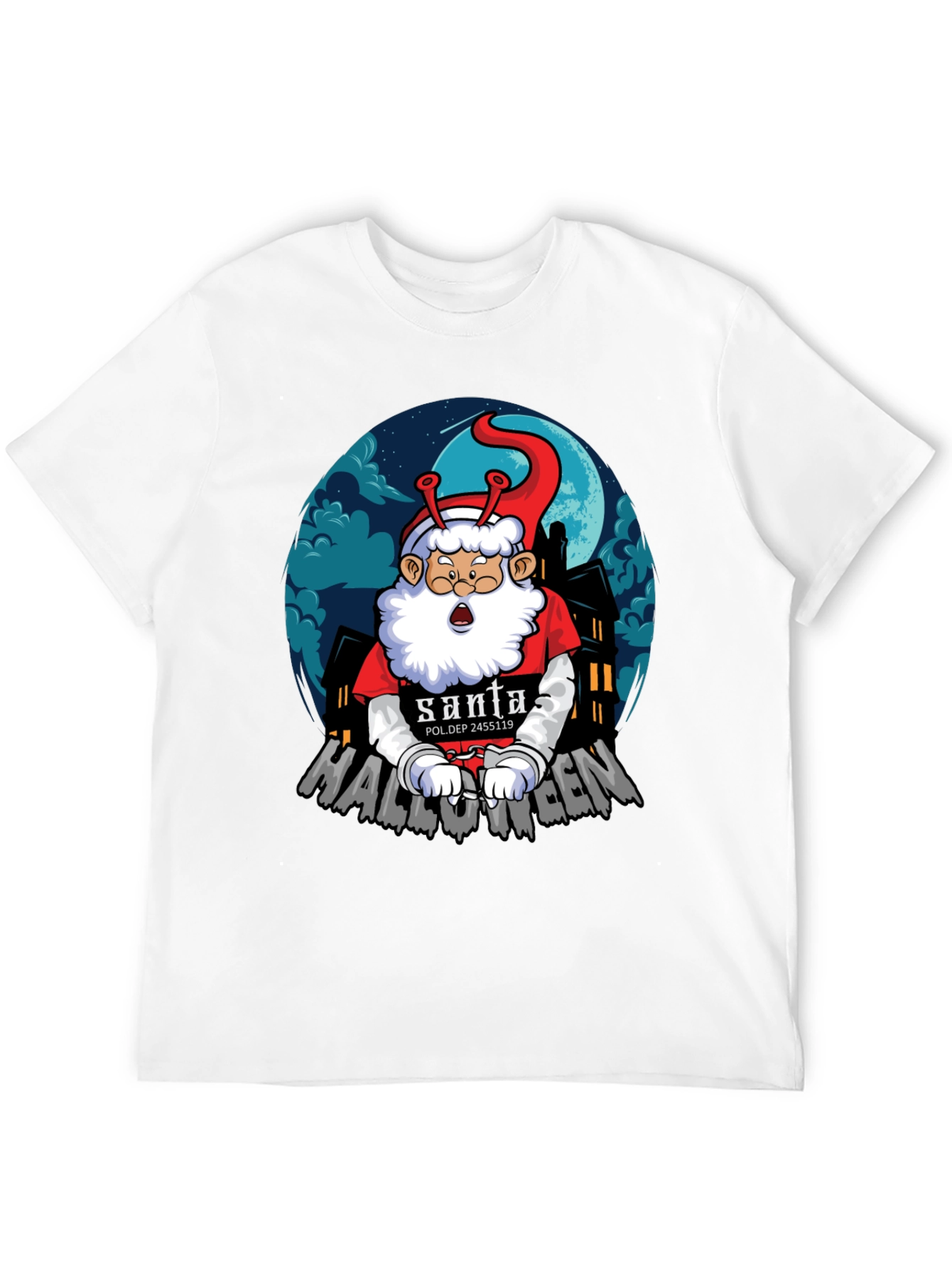 Halloween Santa Alien Graphic T-Shirt