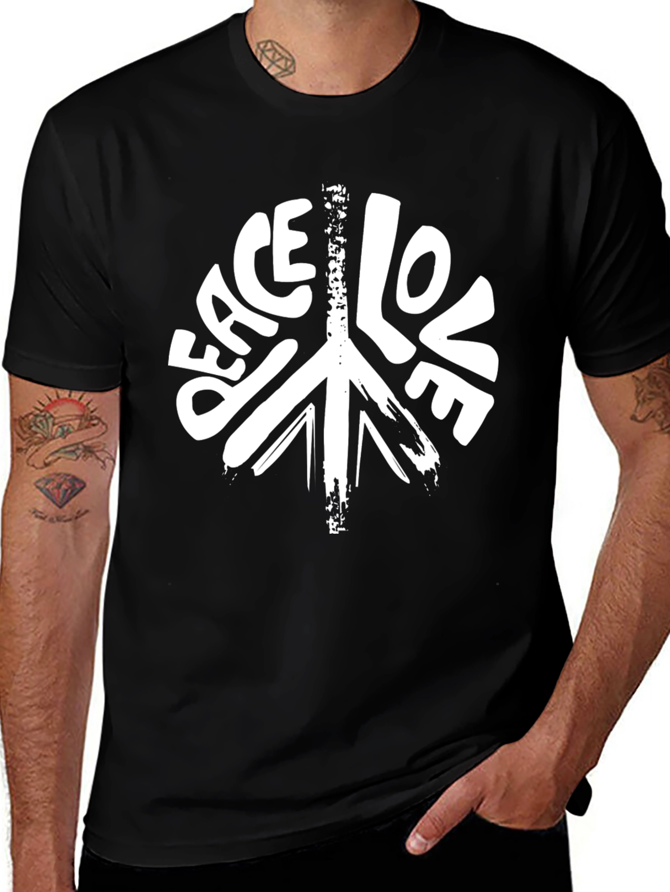 Peace Love Graphic T-Shirt - Black