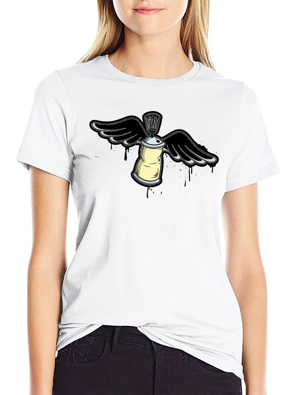 Spray Paint Can Angel Wing Graphic Tee